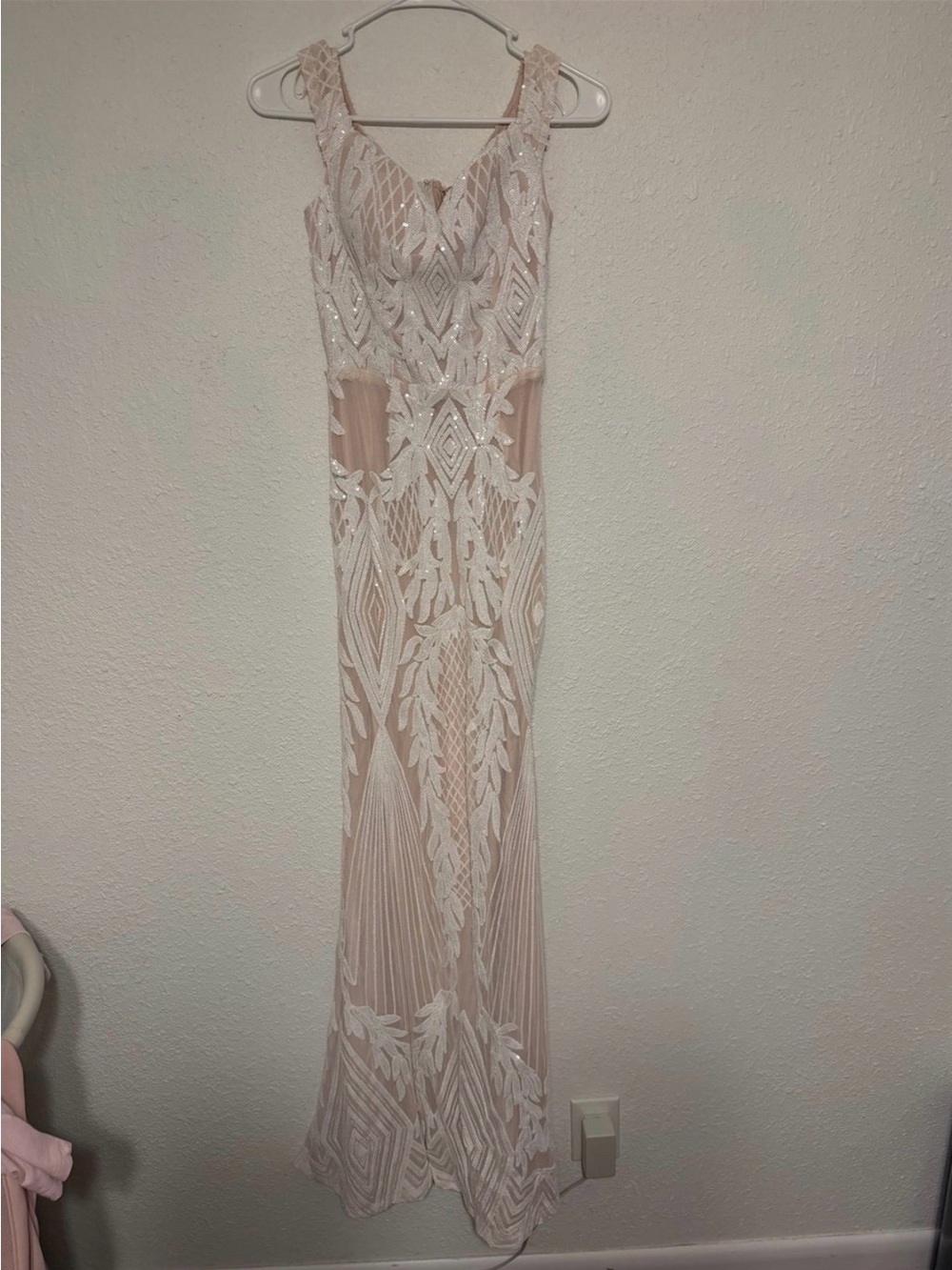 Off the shoulder lace sequin wedding, bridal, reception or prom dress